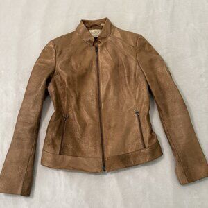 Dana Buchman Vintage Y2K Suede Jacket Women's Sz 4 Small‎ Gold Shimmer Leather